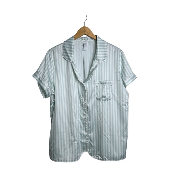 Stars Above Satin Pajama Set Notch Collar Short Sleeve Top Shorts Eye Mask XXL - Picture 7 of 11